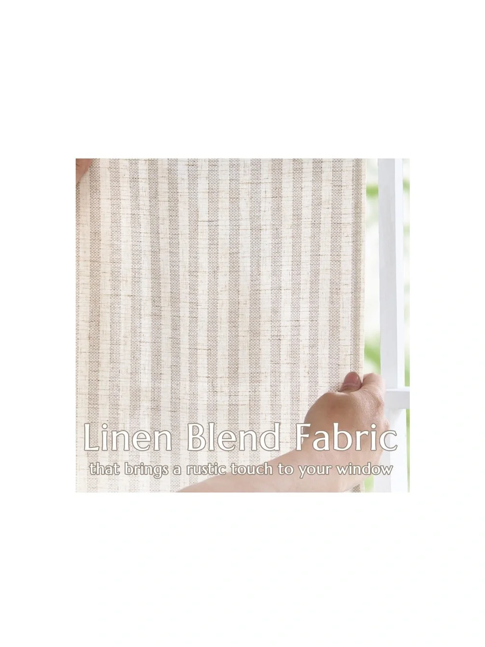 Striped Curtains Light-Filtering Rod Pocket Back Tab - TAUPE GRAY ON BEIGE